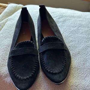 Maurices Black Suede Loafers with Penny Strap